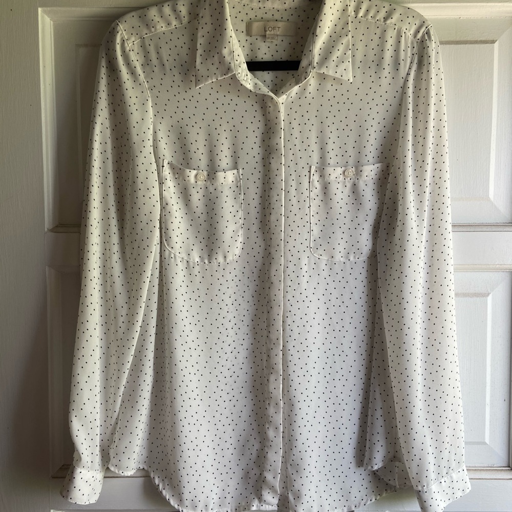Loft Polka-Dot Button Down Blouse